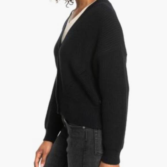 Roxy Black Cardigan Sweater Large - Picture 3 of 6
